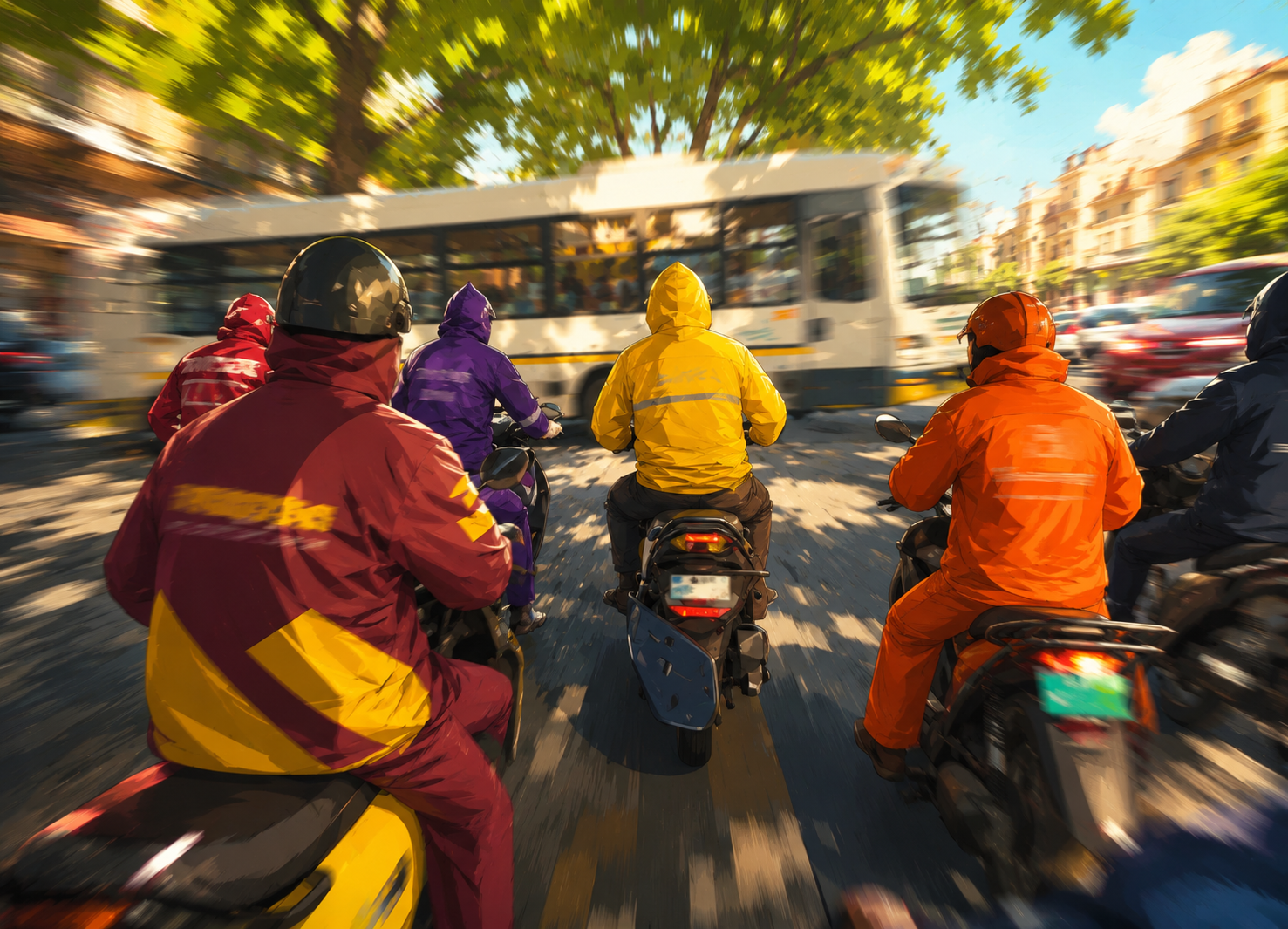 Fast and fresh quick commerce delivery riders in motion